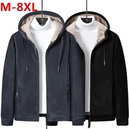Lammull hoodie herr lamm hooded hoody kashmir tröjor plus sammet tjock äldre stor storlek vinterkläder l8xl 240110