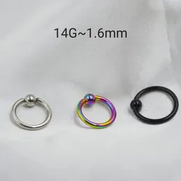 100 Uds 316L medidores de acero anillo de nariz labio pezón ceja BCR cuerpo Piercing pendiente tragus Helix 14GX81012MM 240109