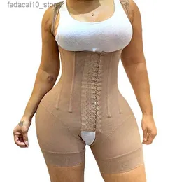 Cintura Barriga Shaper Fajas Colombianas Reductoras Shapewear Bodysuit Gancho Fechamento de Olho Controle de Barriga Virilha Ajustável Busto Aberto Gaine Amincissante Q240115