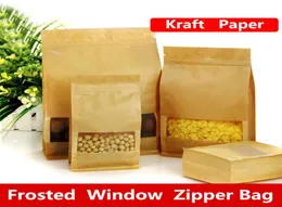 14x24x6cm stor kapacitet Stand Frosted Matte Window Showcase Kraft Paper Food Packaging Bag Candy Pastry Tea Ziplock Heat tätning PAC1183456
