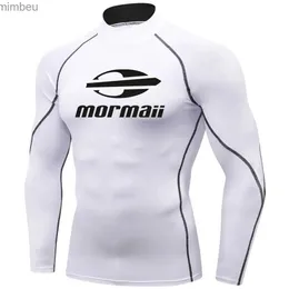 Men's T-Shirts Men Swimsuit Swimming T-shirt Beach UV Protection Swimwear Rash Guard Long Sleeve Surfing Diving Swimsuit Surf T-shirt RashguardL240110