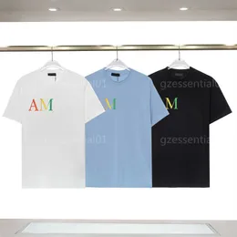 Erkek Tasarımcı Tshirt Amari T-Shirt Yaz Serin Nefes Alabilir Renkli Gradyan Mektubu Baskı Amri Modeli Gençlik Hip Hop Sokağı Giysileri Marka Lüks Büyük Boy Tişört