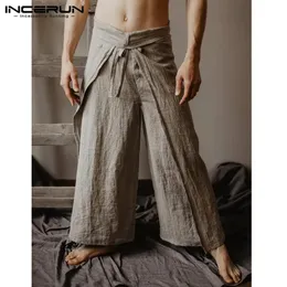 Pants INCERUN Men Thai Fisherman Pants Loose Vintage Solid Color Women Pants 2022 Streetwear Joggers Wide Leg Pants Men Trousers S5XL