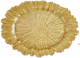 Whole 13inch Gold Charger plastic Plates Underplate Wedding Reef Gold Charger Plates For Wedding by sea JLB152464787502