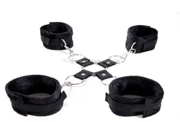 Fábrica preto escravo fetiche algemas de mão e tornozeleiras BDSM sexo jogos adultos brinquedos sexuais bdsm cross bondage kit para casais sex shop7181752