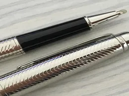 Luxuriöser MT-Stift mit W-Textur. Silberfarbener Metallstift für Schreibwaren, Kugelschreiber für Geschenke mit der Seriennummer 9645436