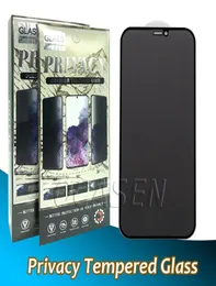 Premium Privacy Tempered Glass Screen Protector för iPhone 13 12 Mini 11 Pro Max XR XS 7 8 Plus Antispy Full Cover med Backboard7031632