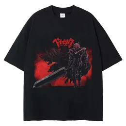 Berserk T-Shirt Erkekler Yıkanmış Tişört Japon Anime Guts Grafik Tshirt Hip Hop Sokak Giydirme Yaz Gündelik Pamuk Kısa Kollu Tees WBYB 108YVY