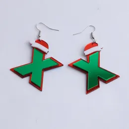 Brincos pendurados moda natal chapéu vermelho gota para mulheres meninas acrílico verde longo natal acessórios de jóias de férias