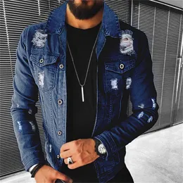 Мужская джинсовая куртка 2023, осенняя повседневная облегающая джинсовая куртка из чистого хлопка, уличная стильная мотоциклетная джинсовая куртка, уличная мужская куртка, 240109