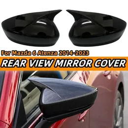 Nova capa de espelho retrovisor lateral espelho retrovisor para mazda 6 atenza 2014 - 2022 aparência de fibra de carbono chifre de boi espelho retrovisor capa guarnição