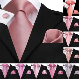 Hi-Tie 100 % Seide, klassische Herren-Hochzeits-Krawatte, Einstecktuch, Manschettenknöpfe, Koralle, Rosa, Rot, Pfirsich, Rosen-Krawatten für Männer, solide Paisley-Krawatten 240109