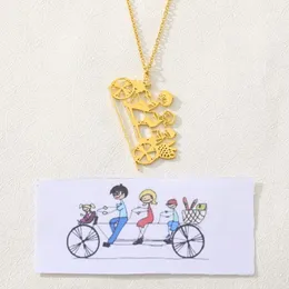 Halsketten Benutzerdefinierte Kinder Zeichnung Halskette Kinder Kunst Kind Kunstwerk Edelstahl Halsband Halskette Kragen Schmuck Geburtstagsgeschenk für Kind