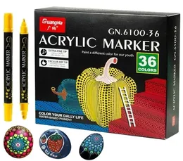 36 cores canetas marcadoras de tinta acrílica, pontas finas e pontos para pintura em rocha, caneca cerâmica, vidro, madeira, tela, metal 2202145381712