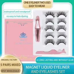 Bürsten 5 PaareMagnetische falsche Wimpern-Sets mit Eyeliner-Pinzette Fünf Magnete Natürliche dicke Wimpern Augen-Make-up-Tool