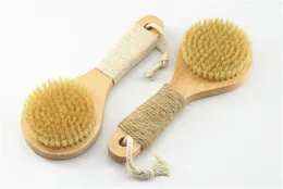 Escova de banho com cerdas de javali, cabo curto de 20*8cm, escova corporal para pele seca com madeira natural, remove pele morta, escova seca para o corpo bj