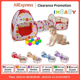 IMBABY Baby Playpen Foldable 3 In 1 Baby Tunnel Toy Tent Baby Balls Pool Kids Indoor Crawling Play House Children's House Tent 240109