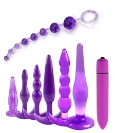 JIUAI plug anale in silicone anale sughero vibratore 8 pezzi butt anal plug set vibrazione sensualità perline vibranti giocattoli del sesso gay G072510 Y11297893