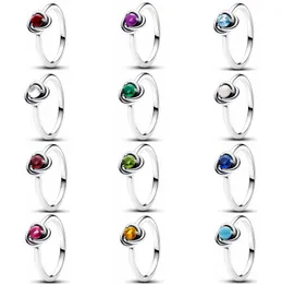 2024 Designer Pandoraring Dora's S925 Silver Birthstone Eternal Ring Classic Series Hot Selling Charm Diy Jewelry