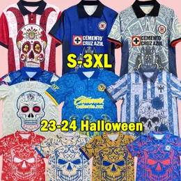 23 24 Halloween Liga MX Camisas de futebol Cruz Azul Futbol Club 2023 2024 Tigres UANL Club America C.F. Monterrey TolucaCD Chivas EUA Camisas de Futebol Uniformes Masculinos
