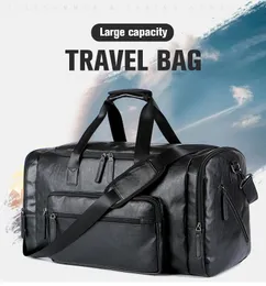 Retro Leather Travel Tote Bags Male Weekend Bag Mens Large Capacity Hand Luggage Duffel Handbags Shoulder Bag Drop bolso 240109