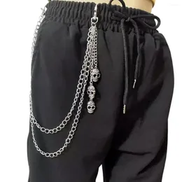 Cintos de metal mulheres homens y2k cintura corrente retro crânio moda hip hop gótico estilo punk calças jeans bicicleta passeio carteira chaveiro