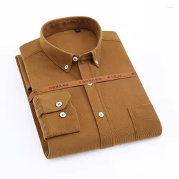 Men's Dress Shirts Autumn Corduroy Long Sleeve Button-down Shirt Japan Style Single Patch Pocket Comfortable Soft Standard Fit Casual