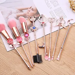 Brushes 8pcs Anime Sailor Moon Makeup Brushes Set Crystal Metal Powder Eyeshadow Blending Wand Brush Set Cosmetic Brushes Kit