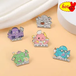 Octopus Cartoon Marine Animal Enimal Pins zabawna torba broszka klapa odznaka kreskówka science fiction biżuteria dla dzieci przyjaciół