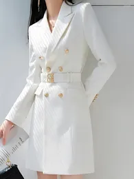 بدلات نسائية بليزرز معطف طويل الأكمام الأزياء الصلبة لون واحد الصدر بدلة عارضة لباس المكتب سيدة العمل harajuku الأنيقة الأساسية