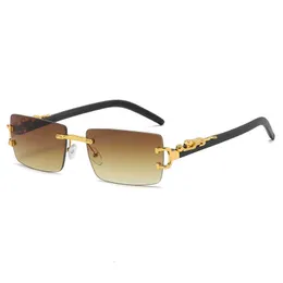 Дизайнерские солнцезащитные очки Новые квадратные безрамочные солнцезащитные очки Kajia, женские солнцезащитные очки с металлической леопардовой ножкой, модные очки UHVH