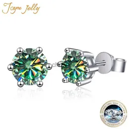 Stud JoyceJelly S925 Silver Screw Thread Stud Classic Six-Claw 2CT A Par Moissanite Earrings for Women Wedding Bride Fine Jewelry YQ240110