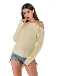 Женские свитера JIM NORA Абрикосовый вязаный топ с длинными рукавами Сексуальный повседневный элегантный дизайн свитера Модный осенне-зимний пуловер