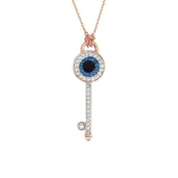 Swarovski colar designer feminino qualidade original pingente colares demônio olho chave colar com elementos de andorinha cristal rosa ouro bloqueio osso corrente para mulher