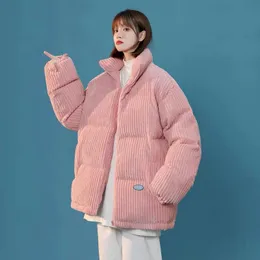 Parkas Parker en velours côtelé rose pour femme, surdimensionné, Design de Niche, sens de l'américain, manteau ample et décontracté, veste en coton, nouvelle collection hiver 2022