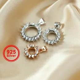 6-15mm Simple Round Prong Bezel Inställningar för CZ Stone Solid 925 Sterling Silver DIY Pendant Charm Tray 1411210 240109