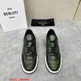 Sneaker in pelle Playoff BERLUTI Scarpe casual da uomo Berluts Nuove scarpe sportive colorate in pelle di vitello goffrata alla moda e comode alla moda da uomo con lacci Casu HBR3