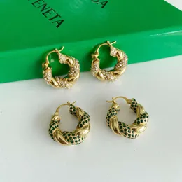 bottegaly venettaly The brass plating 18k gold inlaid zircon fashion Fried Dough Twists winding design earrings women