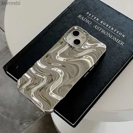 Étuis de téléphone portable Qianliyao 3D motif d'ondulation d'eau galvanisé étui de téléphone argenté pour iPhone 15 14 13 12 11 Pro Max couverture antichoc souple L240110
