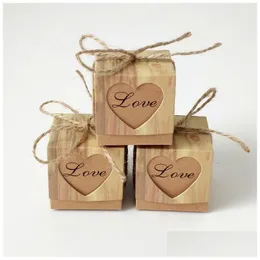 Opakowanie prezentowe 500pcs Wrap Kraft Kraft puste Out Love Heart Favor Box Pole Ślubne Przyjęcie urodzinowe