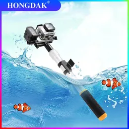 Monopods Hongdak 방수 Monopod Crystal Selfie Stick Telescopic Transparent Diving Rod Propro Go Pro Hero 11 10 9 8 7 SJCAM