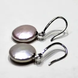 Dangle Earrings YINANYIMEI Fine Jewelry White Coin Shape Freshwater Pearl Silver Ear Hook 12.5mm