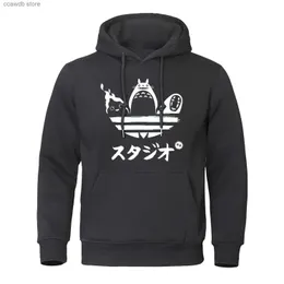 Herrtröjor tröjor spirat bort anime tecknad karaktärer män hip hop personlighet hoody crewneck mode kläder fleece pullover t240110