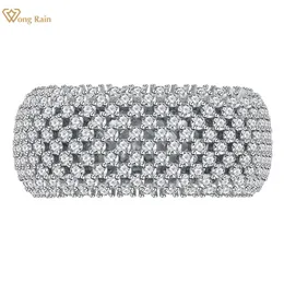 Wong Rain 18K Gold Plated Luxury 925 Sterling Silver High Carbon Diamond Gemstone Fine Jewelry Hip Hop Rock Ring Drop 240109