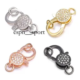 ESPNSPORT RIVERSR CZ MICRO PAVE LOBSTER CLASPホワイトピンクイエローガンブラック銅ジルコンネックレスブレスレットコネクタファスナーDIYジュエリーアクセサリー