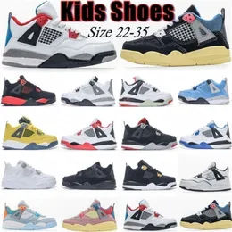 og 4s Jumpman 4 Toddlers Kids Shoes Boys Girls youth Basketball shoe Black cat TD Red red thunder military cool grey bred University Blue size 22-35