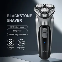 Enchen Blackstone Electrical Rotary Shaver for Men 3D Floating Blade Washable Type-C USB uppladdningsbar rakskägg Maskin 240110