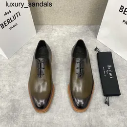 Berluti Business Skórzane buty Oxford Calfskin ręcznie robione najwyższą jakość 23 Berluti 3 cm Grube podwyższone podwyższone derby Trendy Urban Stylewq