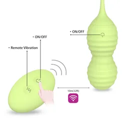 HIMALL Silikon Kegel Ball Vaginal Enge Übung Liebe Ei Vibrator Fernbedienung Geisha ben Wa Produkte Sex Spielzeug Grün Y2006166634171