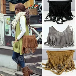 Women Crossbody Bag Tassel Fringe Suede Messenger Ladies Fashion Zipper Satchel For 2024 240110